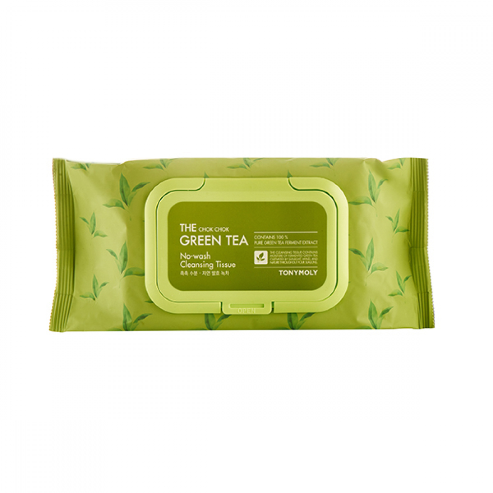 Салфетки для снятия макияжа с экстрактом зеленого чая TonyMoly The Chok Chok Green Tea No-Wash Cleansing Tissue 100 pieces