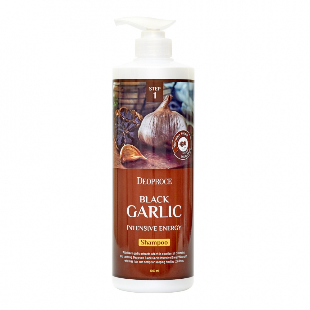 Тонизирующий шампунь для волос с экстрактом чёрного чеснока Deoproce Shampoo - Black Garlic Intensive Energy 1000ml