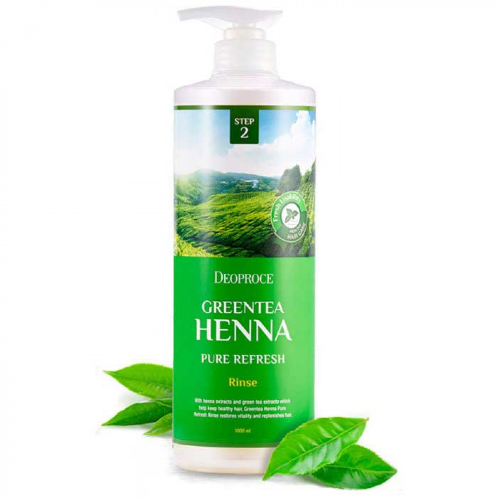 Бальзам для волос с зеленым чаем и хной Deoproce Rinse Greentea Henna Pure Refresh 1000ml