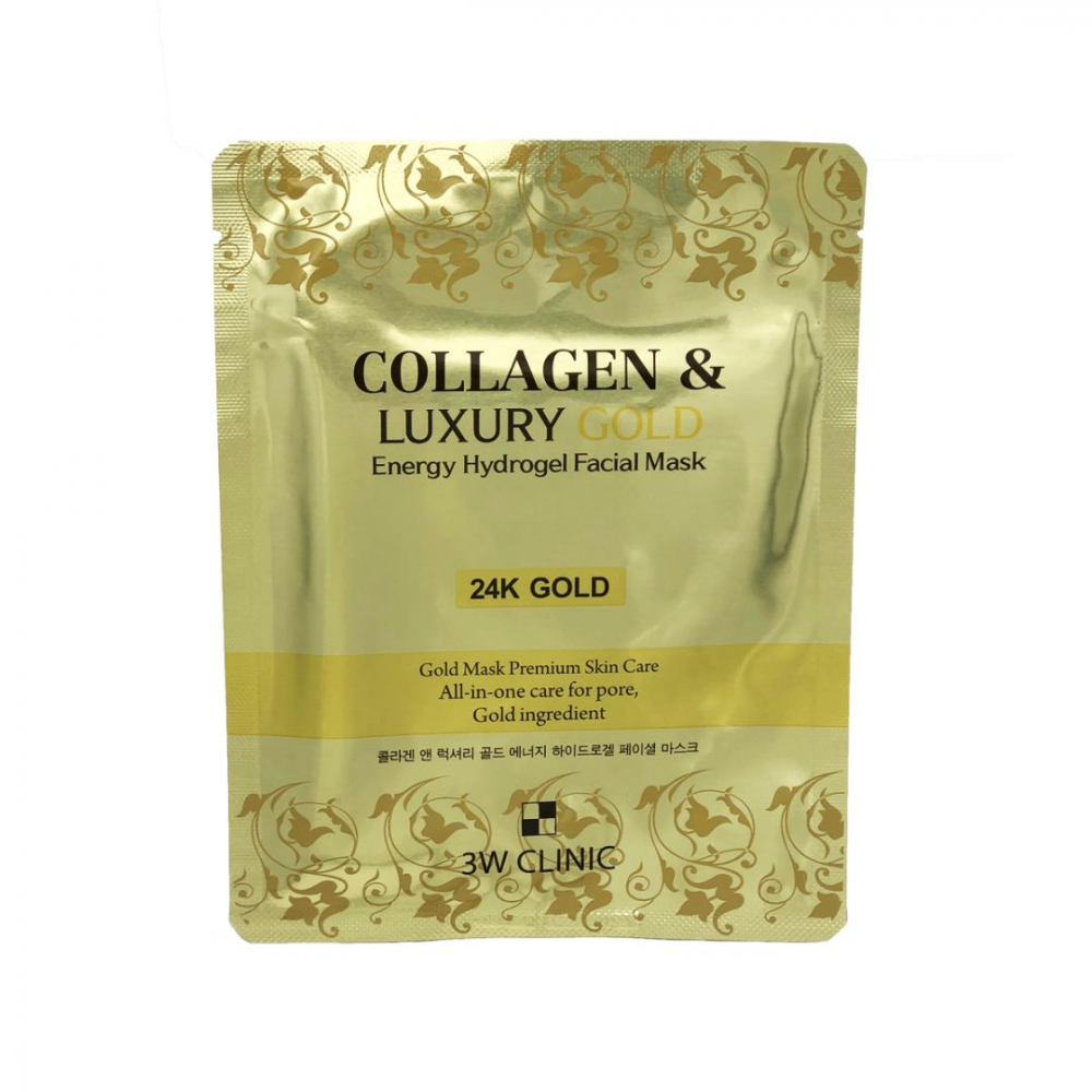 Гидрогелевая маска для лица с золотом 3W Clinic Collagen Luxury Gold Energy Hydrogel Facial Mask 30g