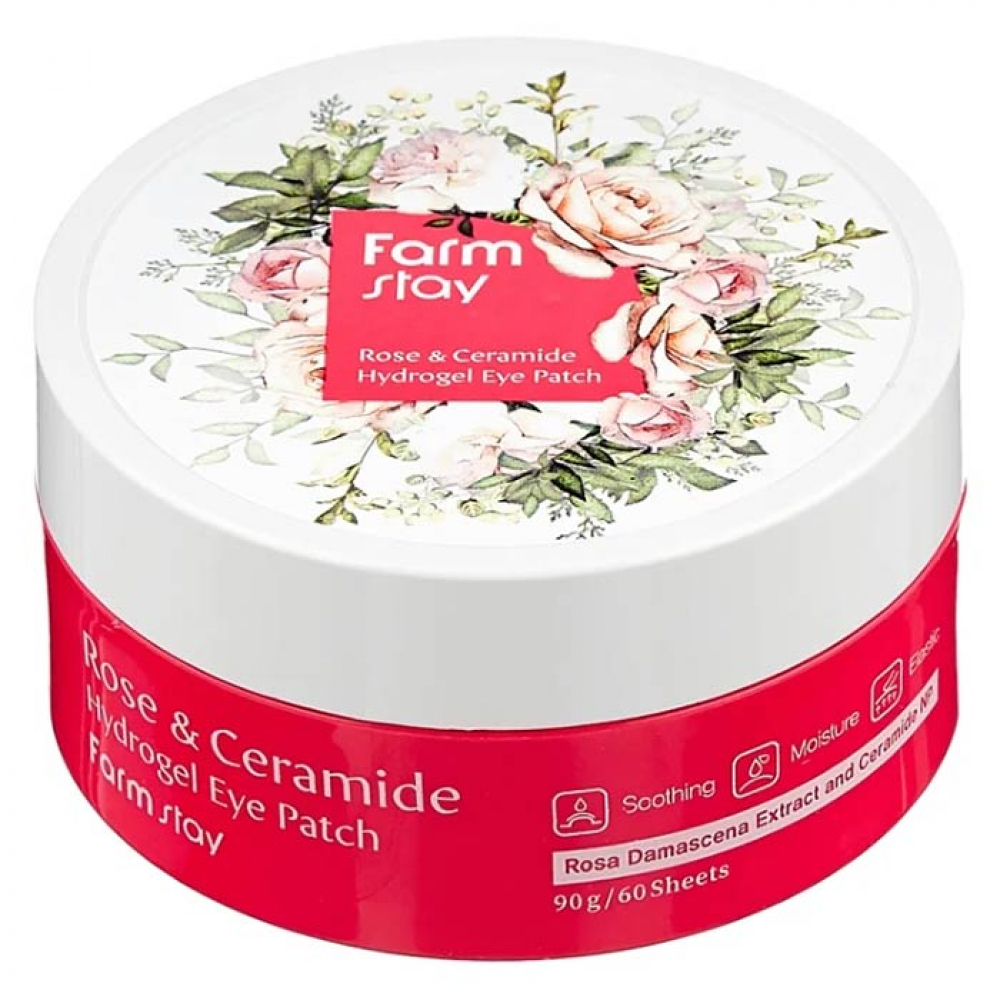 Увлажняющие гидрогелевые патчи FarmStay Rose &amp; Ceramide Hydrogel Eye Patch 60 pieces