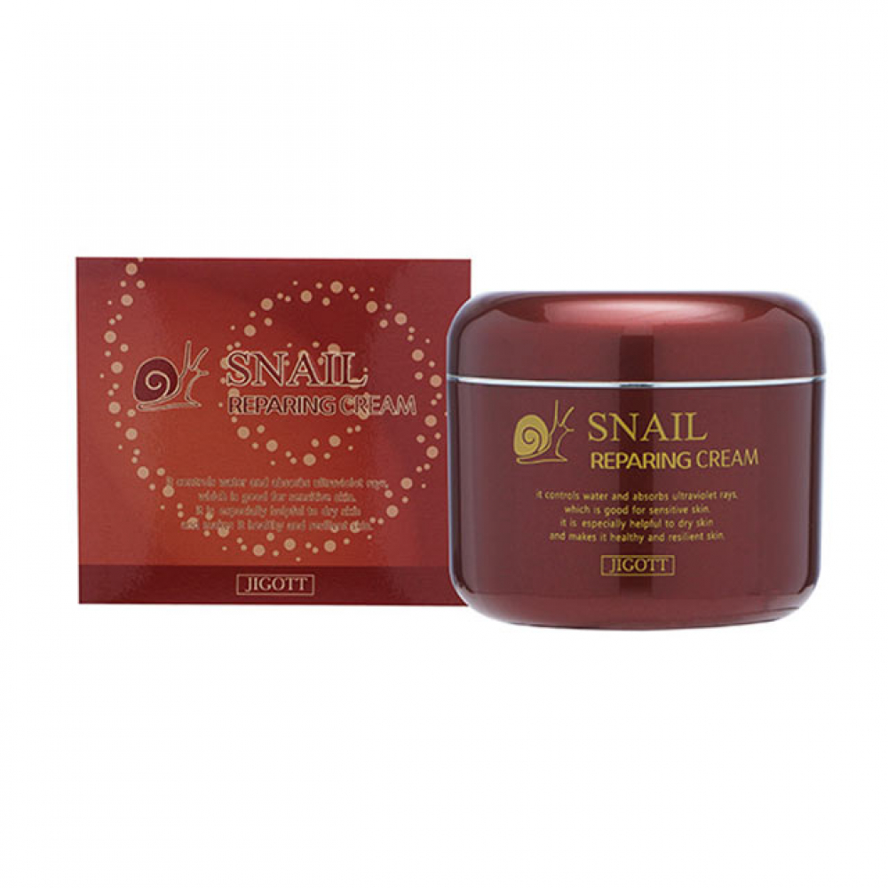 Восстанавливающий крем с муцином улитки Jigott Snail Reparing Cream 100g