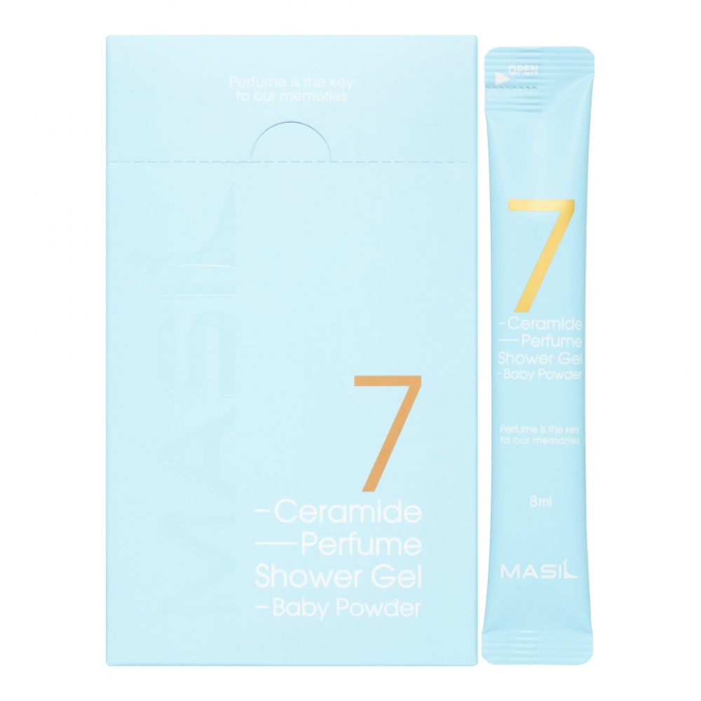 Masil 7 Ceramide Perfume Shower Gel Stick Pouch (Baby Powder) Парфюмированный гель для душа с керамидами и ароматом детской присыпки 20x8ml
