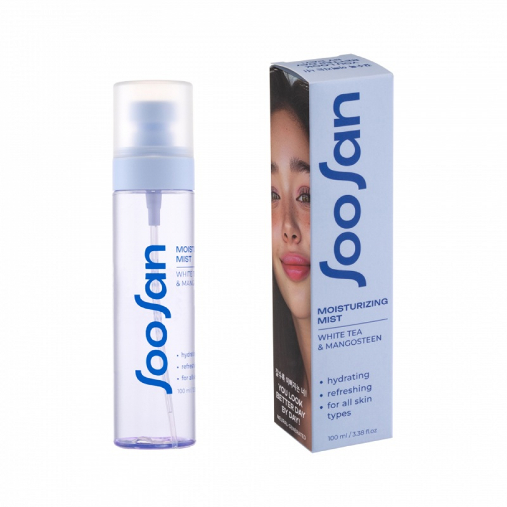 Увлажняющий мист для лица с экстрактами белого чая и мангустина SOO SAN Moisturizing Mist with White tea Mangosteen 100ml