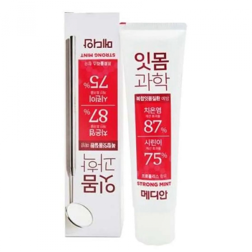 MEDIAN Gum Science Strong Зубная паста освежающая сильно мятная набор three-120g