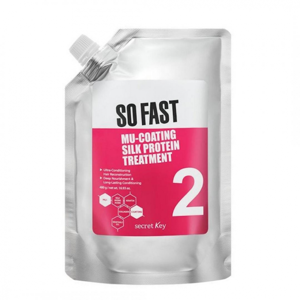 Маска для волос с эффектом ламинирования Secret Key So Fast Mu-Coating Silk Protein Treatment 480ml