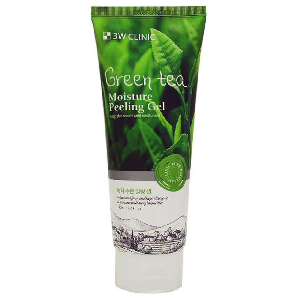 Увлажняющий гель с экстрактом зеленого чая 3W Clinic Green tea Moisture Peeling Gel 180ml