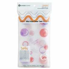 Sung Bo Cleamy Clean&Beauty White Pattern Shower Towel Мочалка (28х95) 1шт