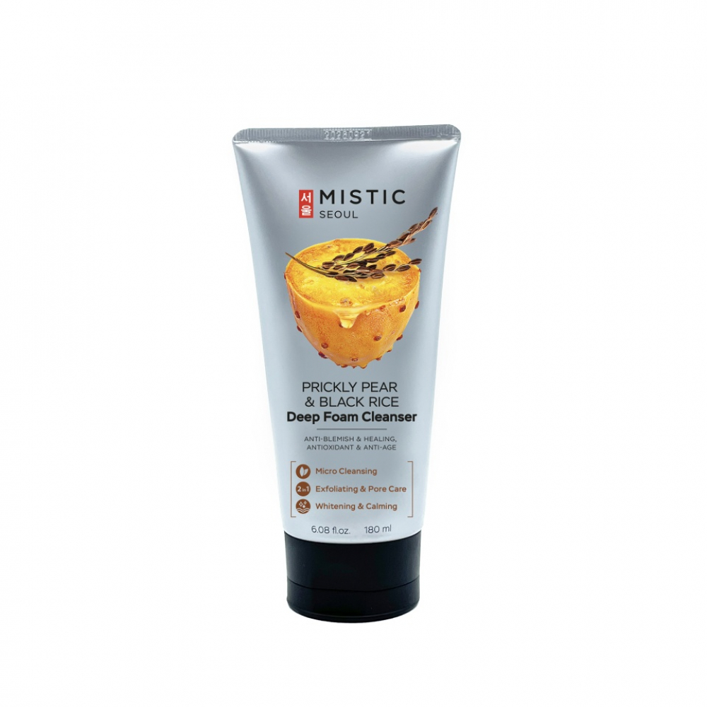 Очищающая пенка для умывания с экстрактом черного риса и опунции Mistic Rickly Pear Black Rice Deep Foam Cleanser 180ml