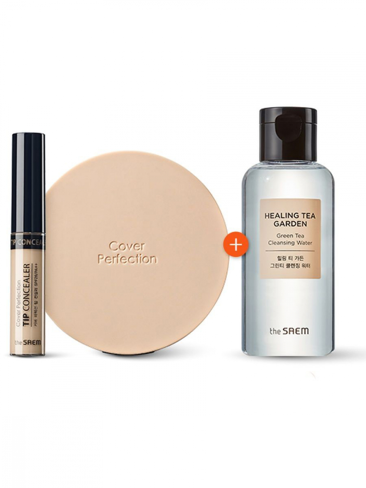 Набор Cover Perfection 10th Anniversary Edition Color консилер Cover Perfection Tip Concealer 6,5g + консилер-кушон Cover Perfection Concealer Cushion 12g + очищающая вода Healing Tea Garden Green Tea Cleansing Water 150ml