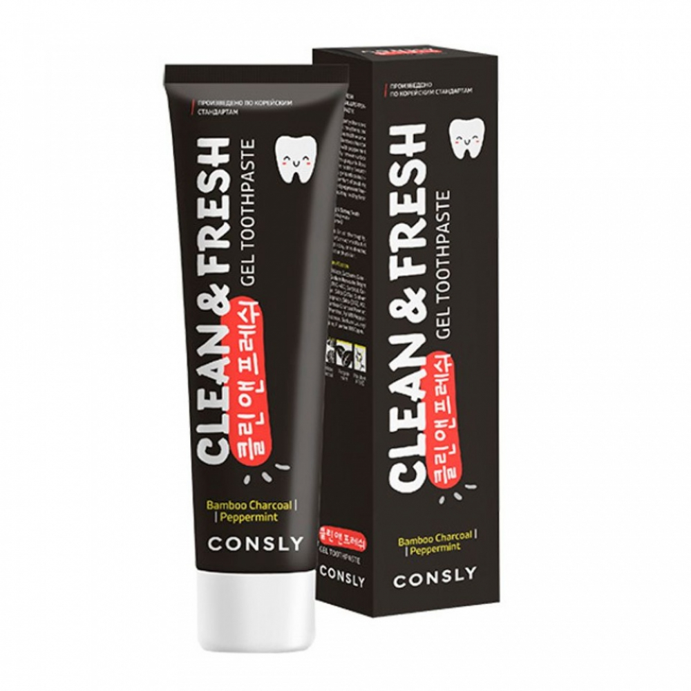 Гелевая зубная паста с бамбуковым углем и перечной мятой Consly  Clean &amp; Fresh Gel Toothpaste 105g