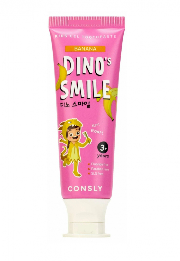 Детская гелевая зубная паста с ксилитом и вкусом банана Consly DINO's SMILE Kids Gel Toothpaste with Xylitol and Banana 60g