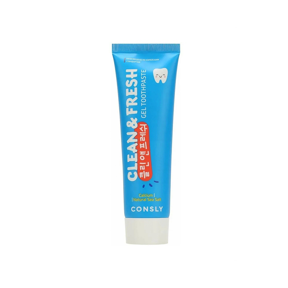 CONSLY Clean&Fresh With Calcium and Natural Sea Salt Паста зубная гелевая с кальцием и натуральной морской солью 105g