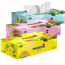 Салфетки бумажные Maneki Dream 2 слоя, белые 200шт