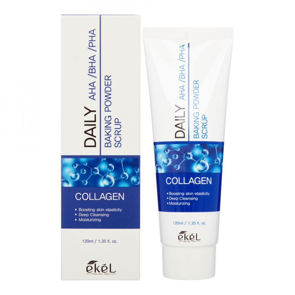 EKEL Daily AHA/BHA/PHA Baking Powder Scrup Collagen Содовый скраб для лица с кислотами и коллагеном
