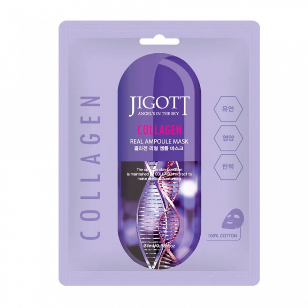 Тканевая маска для лица с коллагеном Jigott Real Ampoule Mask Collagen 31g