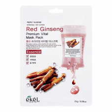 Ekel Red Ginseng Premium Vital Mask Pack Антивозрастная тканевая маска для лица с экстрактом женьшеня 25g