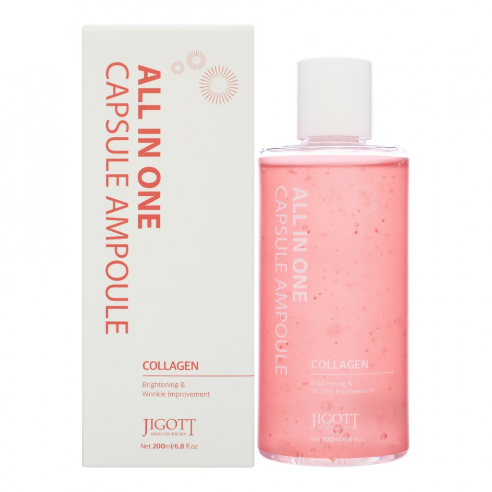 Jigott All-In-One Collagen Capsule Ampoule Мультифункциональная сыворотка для лица с коллагеном 200ml