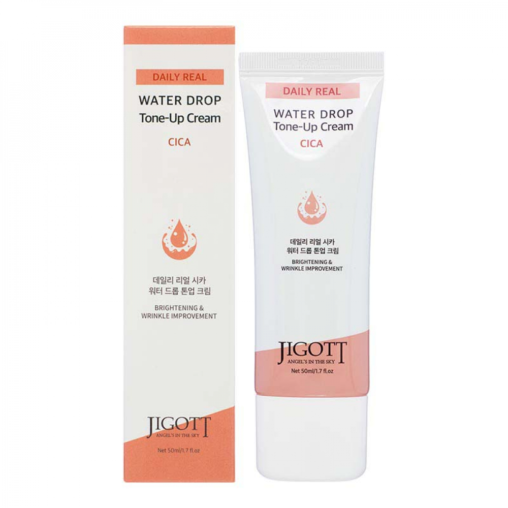 Jigott Daily Real Cica Water Drop Tone Up Cream Увлажняющий и выравнивающий тон крем для лица с экстрактом центеллы азиатской 50ml