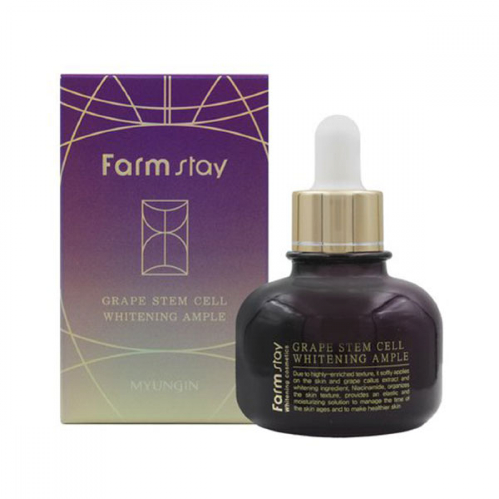 Ампульная сыворотка выравнивающая тон кожи FarmStay Grape Stem Cell Whitening Ampule 30ml