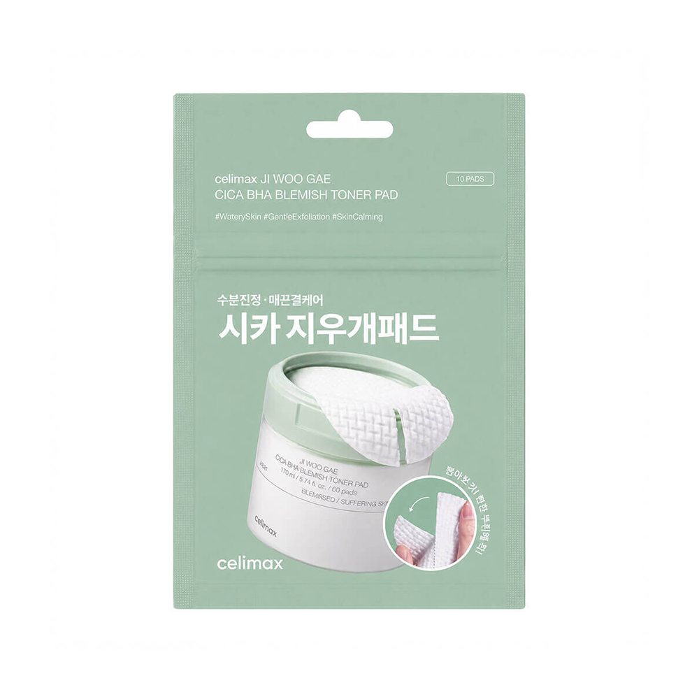 CELIMAX Ji Woo Gae Cica BHA Blemish Toner Pad Пилинг-пэды от воспалений 10pcs