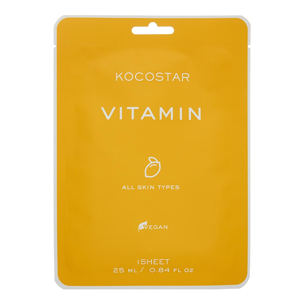 Kocostar Vegan Mask Vitamin Увлажняющая тканевая маска для лица с экстрактами грейпфрута и лимона 25g