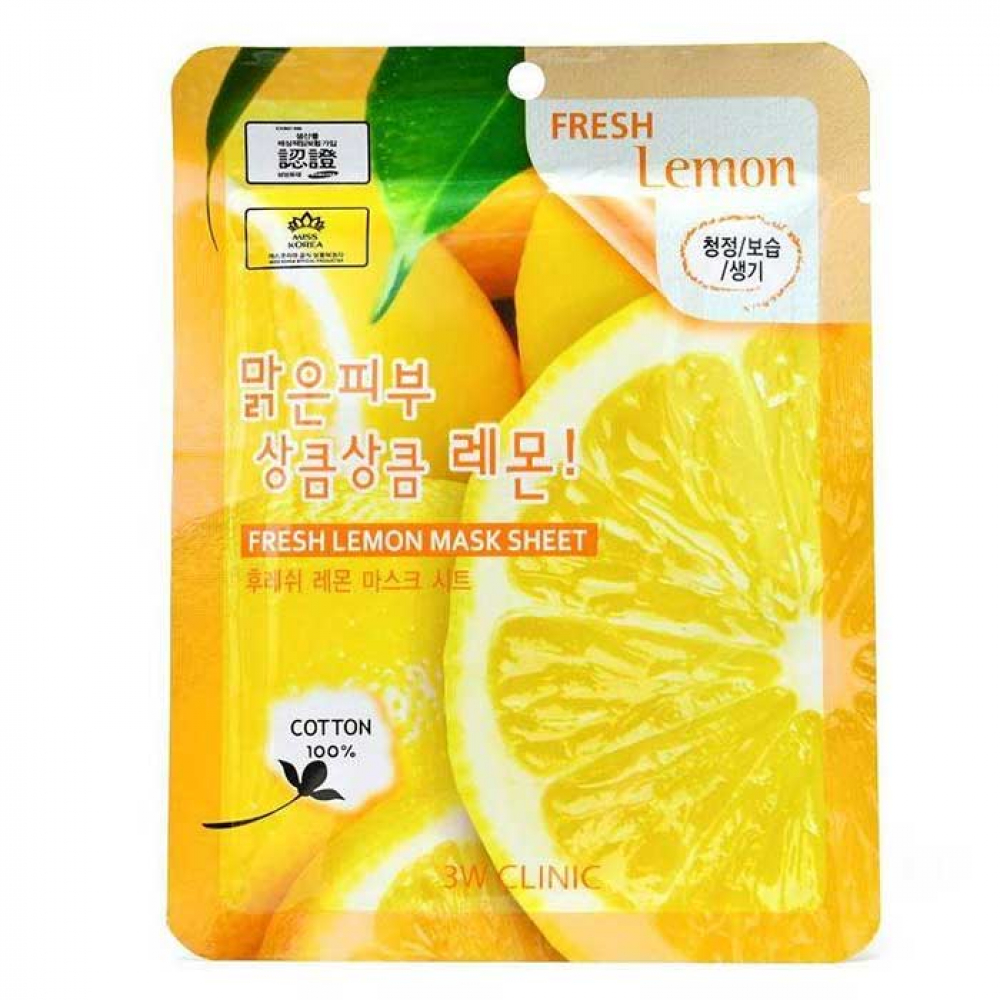 Тканевая маска для лица с экстрактом лимона 3W Clinic Fresh Lemon Mask Sheet 23ml