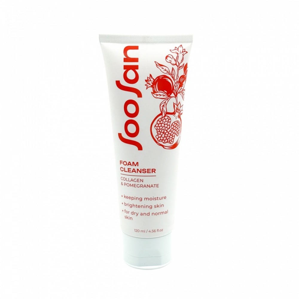 Очищающая пенка с коллагеном и экстрактом граната для сухой кожи SOO SAN Foam Cleanser with Collagen Pomegranate 120ml