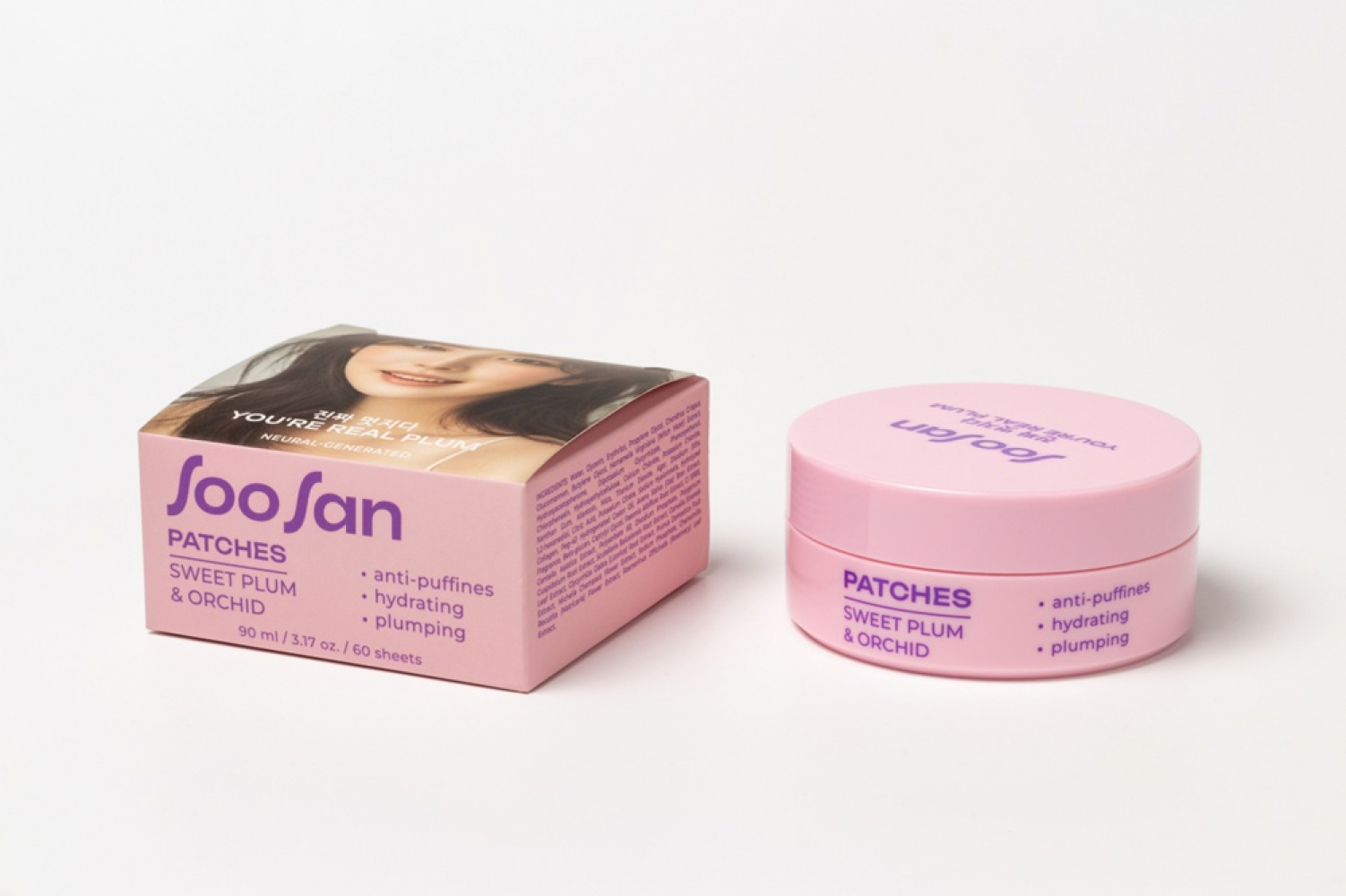 Патчи для глаз от отеков и мешков с экстрактами сливы и орхидеи SOO SAN Patches with Sweet Plum Orchid 84g