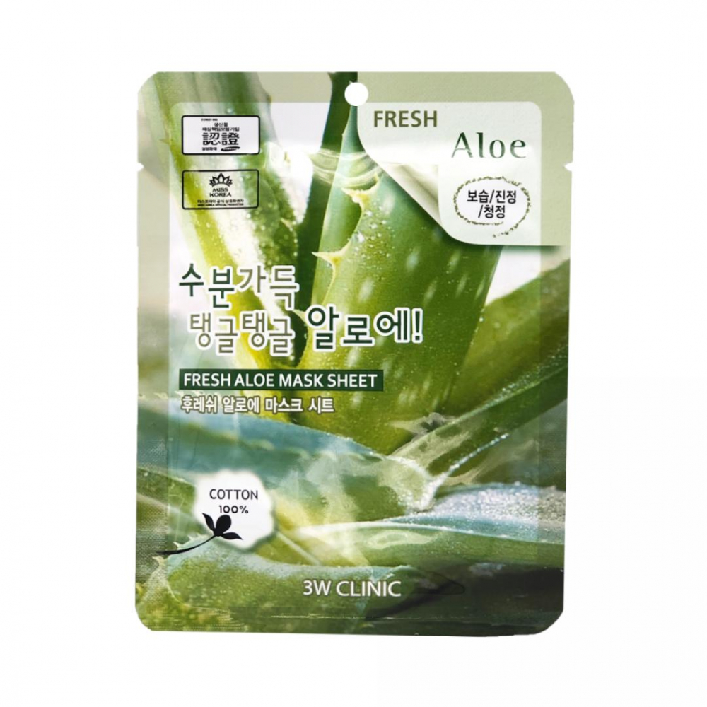 Тканевая маска для лица с экстрактом алоэ 3W Clinic Fresh Aloe Mask Sheet 23ml