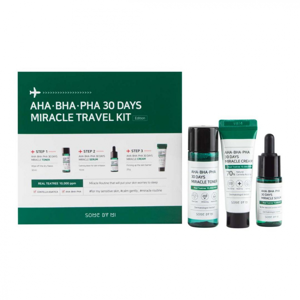 Набор миниатюр с кислотами для путешествий Some By Mi AHA-BHA-PHA 30 Days Miracle Travel Kit 30ml+10ml+20g