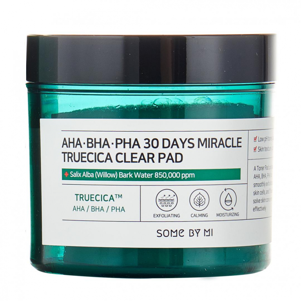 Отшелушивающие подушечки Some By Mi AHA-BHA-PHA 30 Days Miracle Truecica Clear Pad 70 pieces