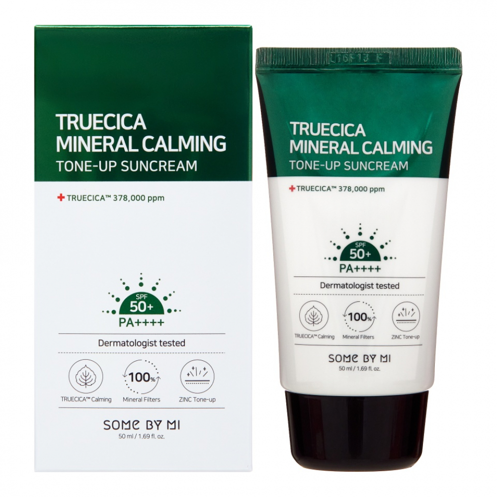 Some By Mi Truecica Mineral Calming Tone-Up Suncream Успокаивающий укрепляющий солнцезащитный крем 50ml