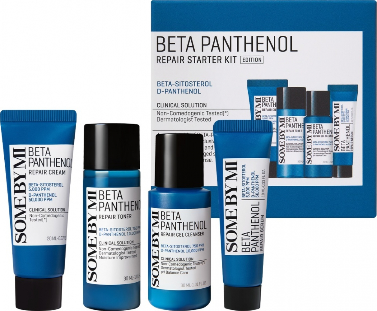 Some By Mi Beta Panthenol Repair Starter Kit (4 Components) Набор: Увлажняющий и восстанавливающий гель для умывания с пантенолом