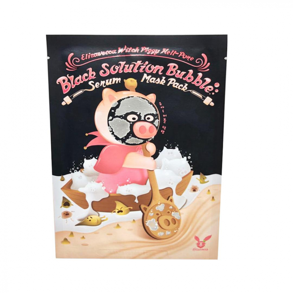 Кислородная маска-серум для лица от черных точек Elizavecca Witch Piggy Hell Pore Black Solution Bubble Serum Mask Pack 28g