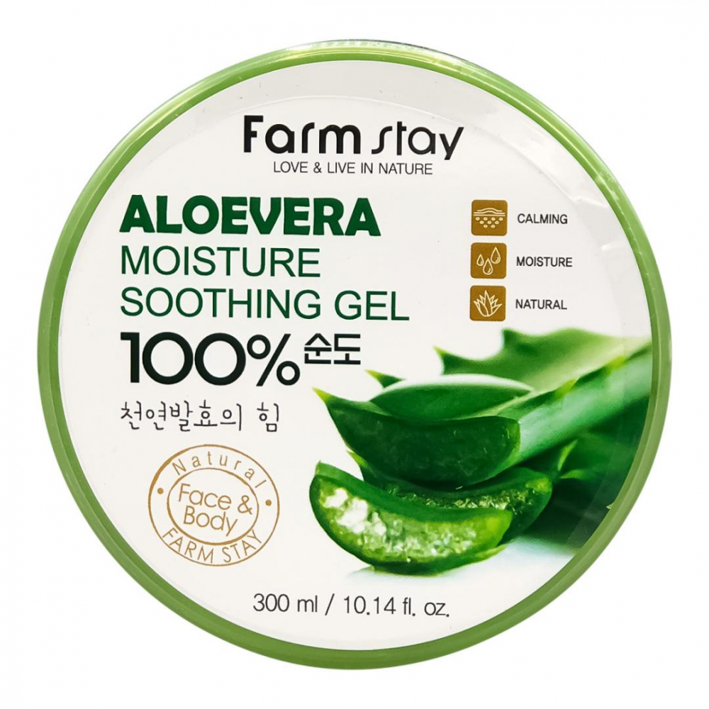 Многофункциональный гель с экстрактом алоэ FarmStay Aloe Vera Moisture Soothing Gel 100% 300ml