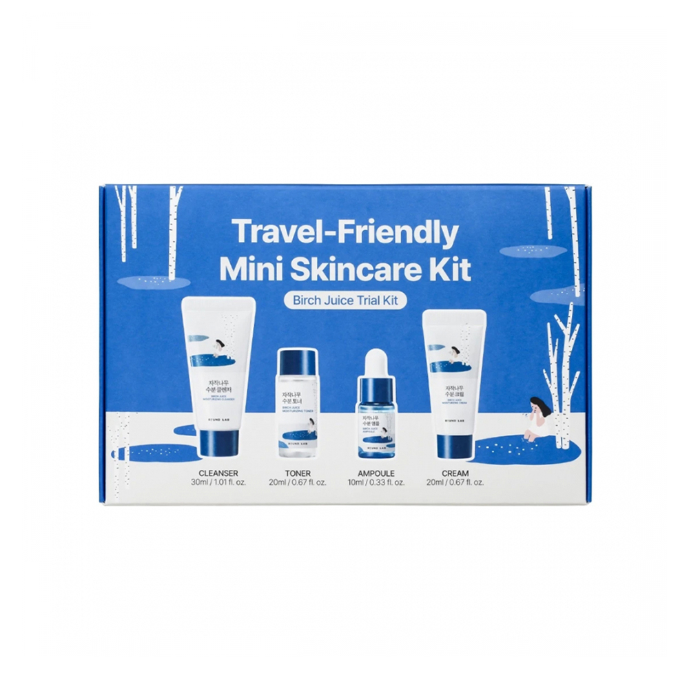 ROUND LAB BIRCH JUICE TRIAL KIT Набор: Увлажняющая пенка для умывания с берёзовым соком, Тонер для лица, Сыворотка для лица, Увлажняющий крем для лица