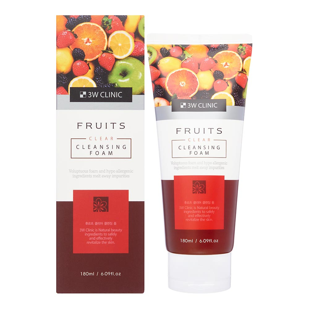 3W Clinic Fruits Clear Cleansing Foam Пенка для умывания с экстрактами фруктов 180ml