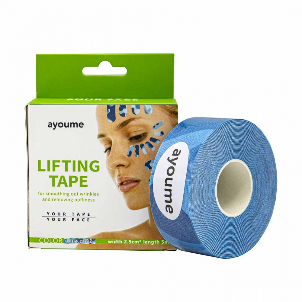 Тейп для лица (2,5х5) камуфляж голубой Ayoume Kinesiology tape roll 1 Piece