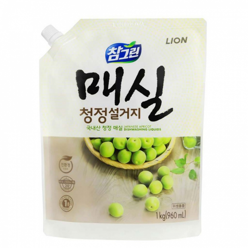 Жидкость для мытья посуды с ароматом абрикоса Lion Chamgreen Japanese Apricot refill 1kg
