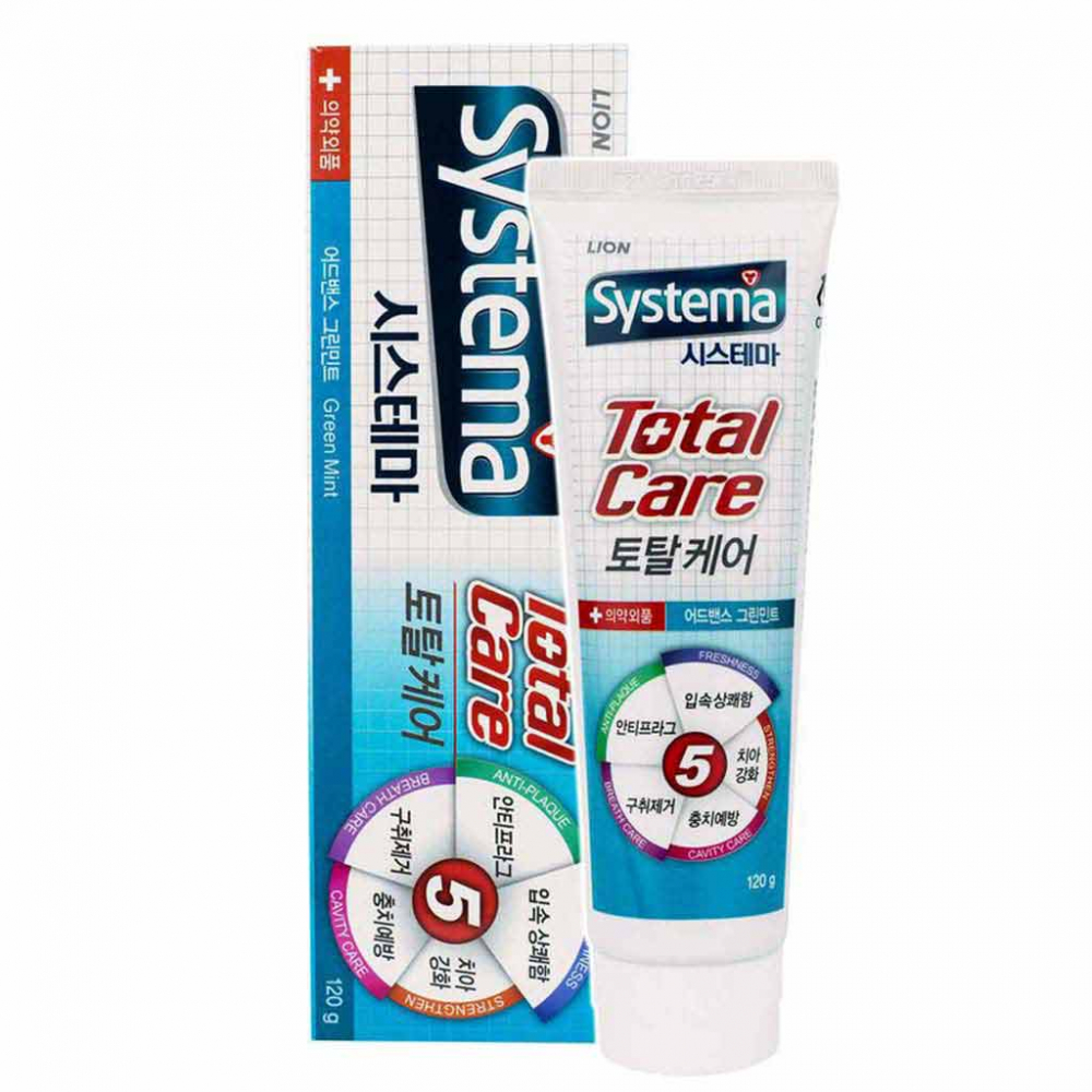 Зубная паста для полной защиты с ароматом зеленой мяты Lion Systema Total Care 120g