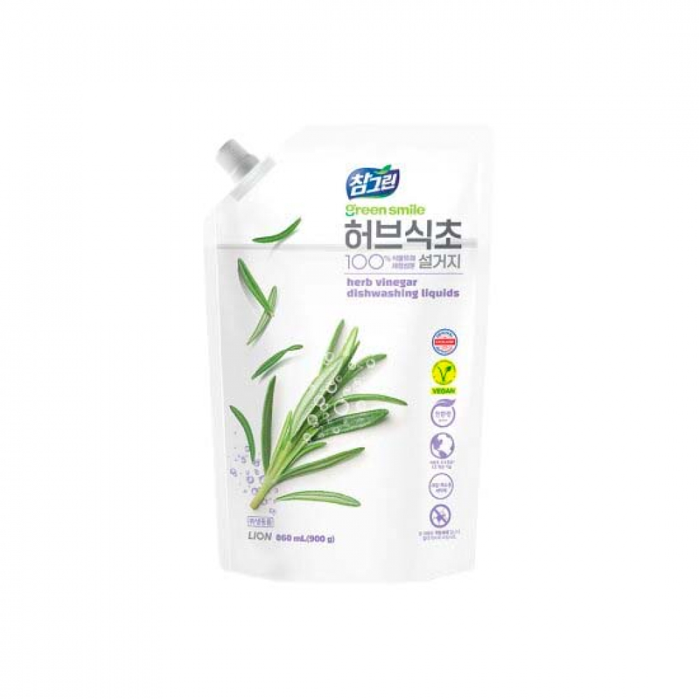 Средство для мытья посуды, овощей и фруктов Lion CHG Herb Vinegar Pouch Charmgreen 900ml