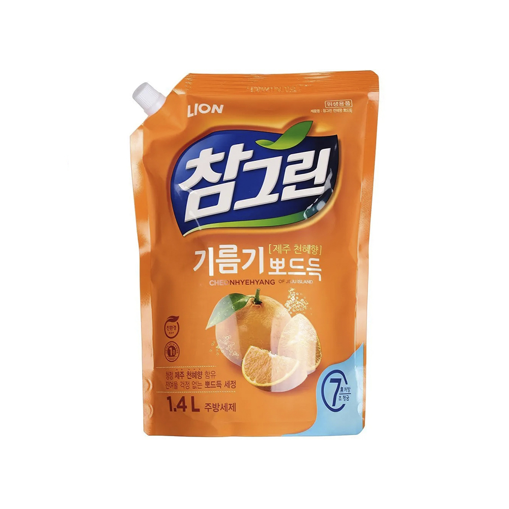 LION Chamgreen Cheonhyehyang Средство для мытья посуды, овощей и фруктов 1400ml