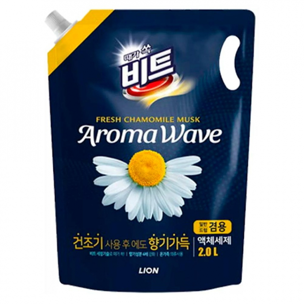 Концентрированное жидкое средство для стирки свежая ромашка LION BEAT refill (chamomile) "AROMA WAVE" 2000ml