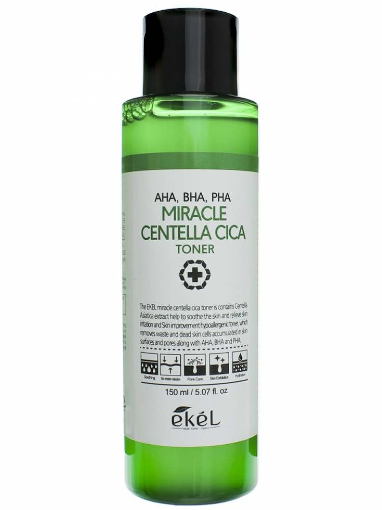 Ekel Miracle Centella Cica Toner AHA/BHA/PHA Тонер для лица с кислотами и экстрактом центеллы азиатской 150ml