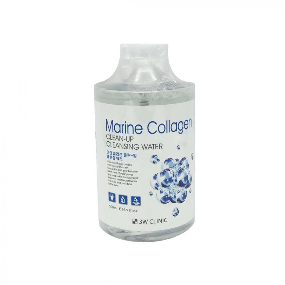 Очищающая вода для снятия макияжа 3W Clinic Marine Collagen Clean-Up Cleansing Water 500ml