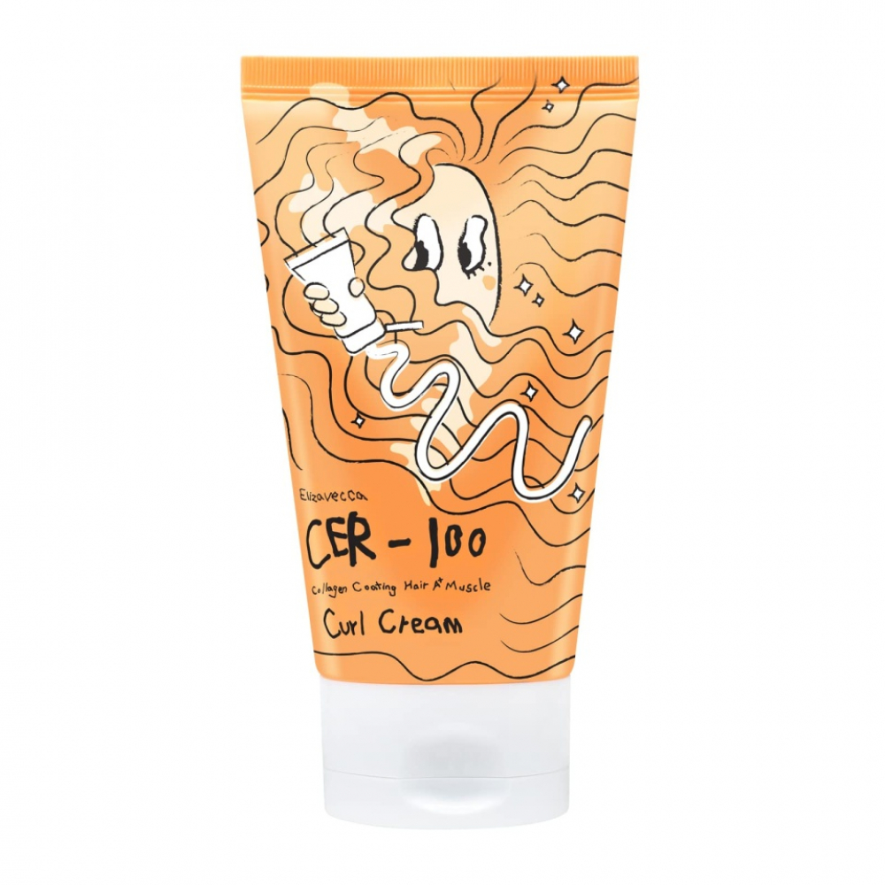 Elizavecca Cer-100 Collagen Coating Hair A+ Muscle Curl Cream Несмываемый крем для вьющихся волос с коллагеном 120ml