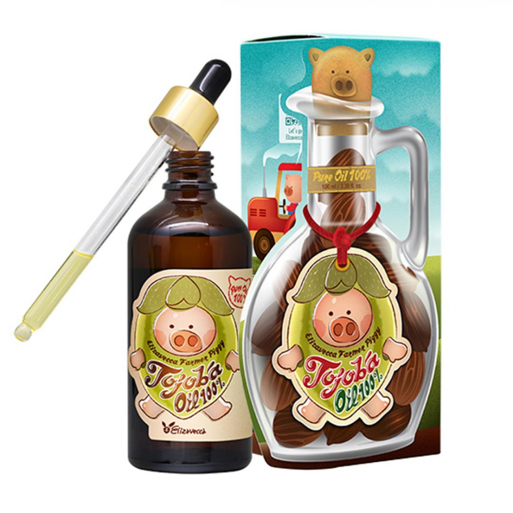 Масло для лица, тела и волос с жожоба Elizavecca Farmer Piggy Jojoba Oil 100% 100ml