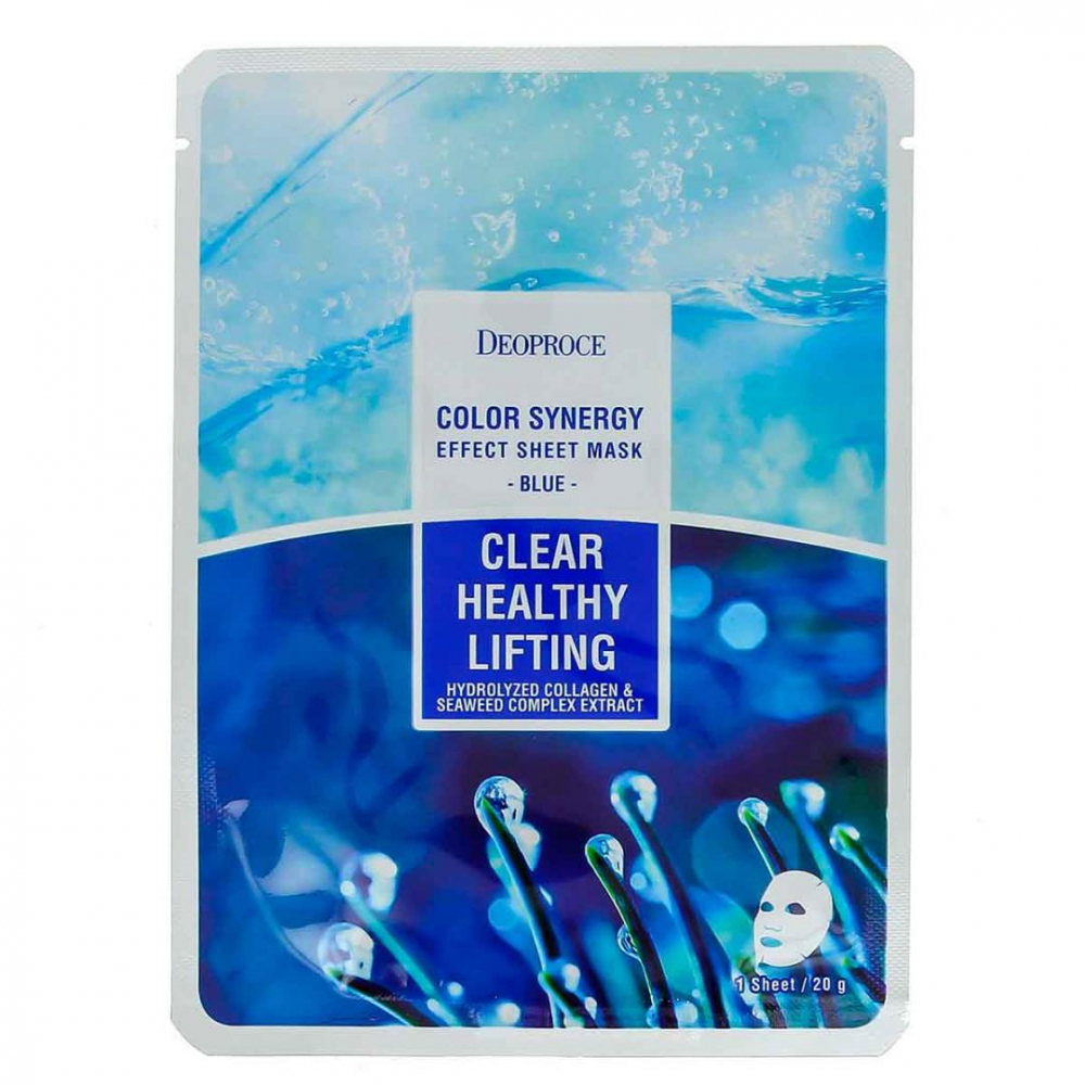 Тканевая маска с морским коллагеном Deoproce Color Synergy Effect Sheet Mask Blue 20g
