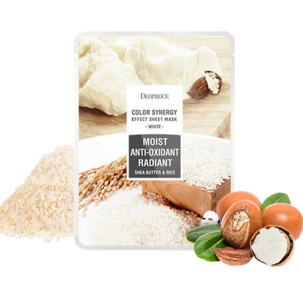 Тканевая маска с маслом ши и рисовой водой Deoproce Color Synergy Effect Sheet Mask White, 20g